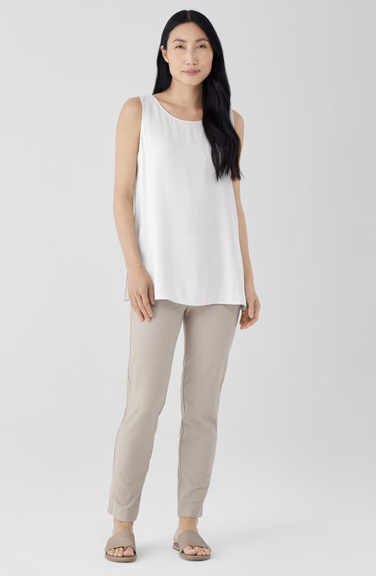 Shop Eileen Fisher Slim Ankle Stretch Crepe Pants In Wheat