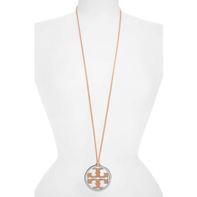 Tory Burch Logo Charm Leather Cord Necklace