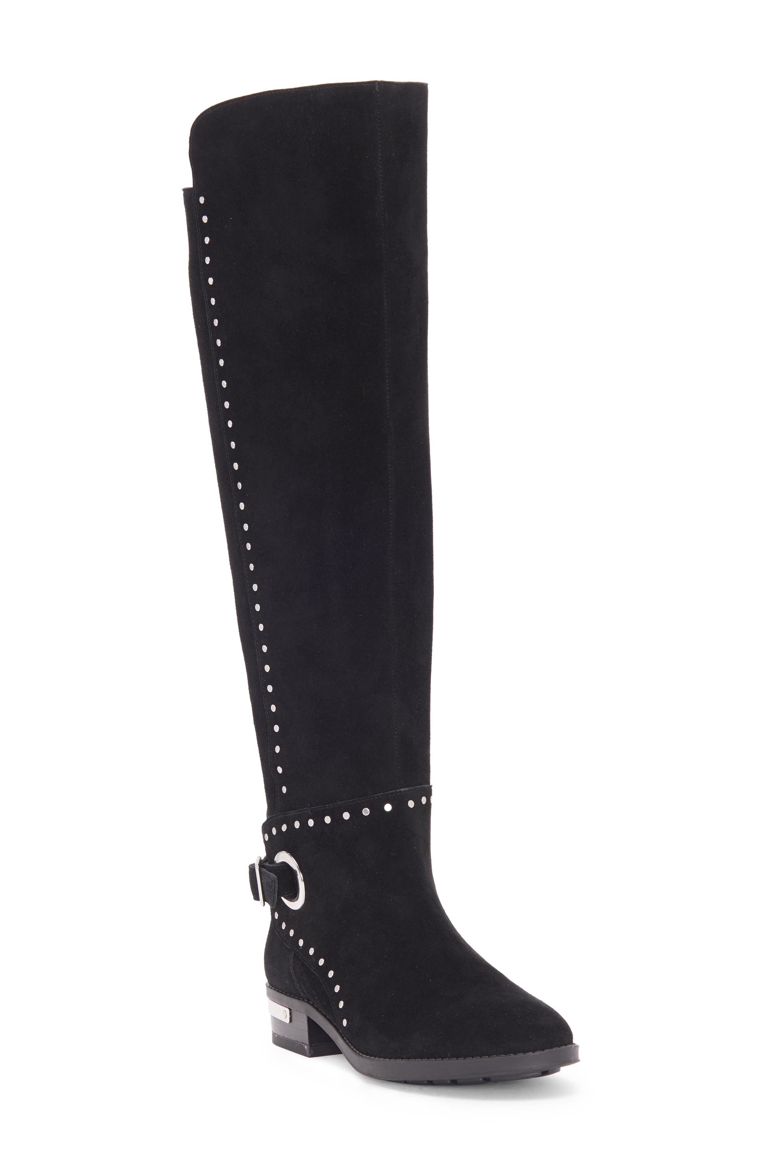 vince camuto boots with gold buckle