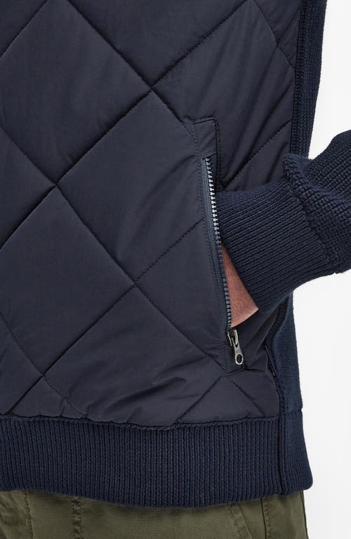 Barbour Newland Zip Through Knitted Sweater In Navy