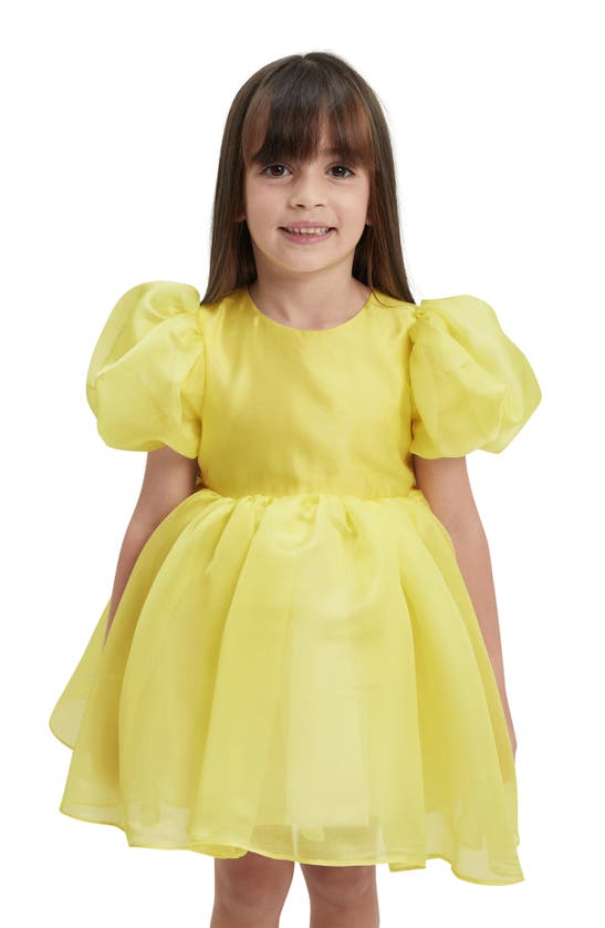 Shop Bardot Junior Kids' Juliet Puff Sleeve Organza Party Dress In Sunshine