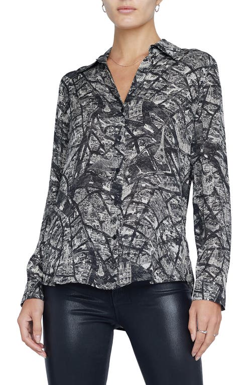 Shop L Agence L'agence Nina Paris Map Print Silk Shirt In Black/ecru Map Of Paris