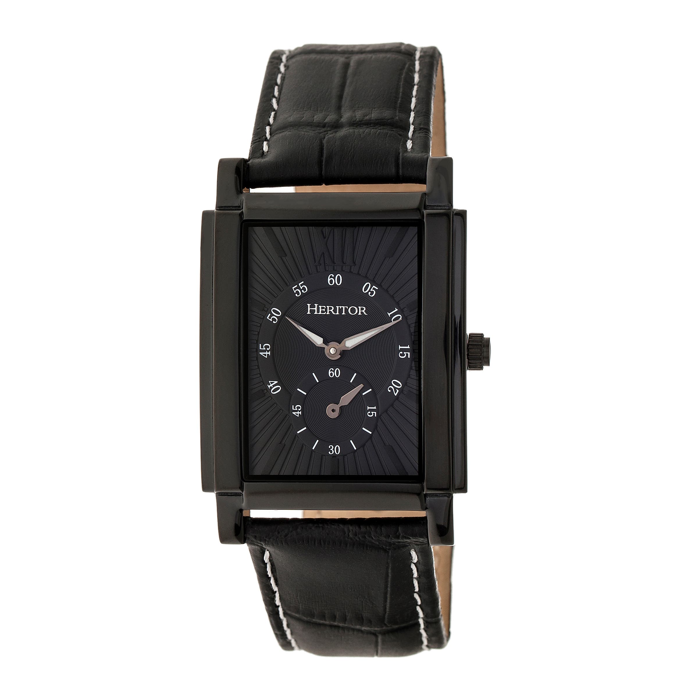 Heritor Automatic Frederick Leather-Band Watch in Black Cover