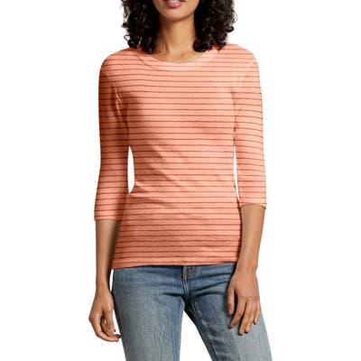 Michael Stars Emelie Stripe Shine Tee, Size One Size - Coral