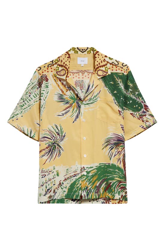 Shop Rhude Palmina Silk Camp Shirt In Yellow Multi