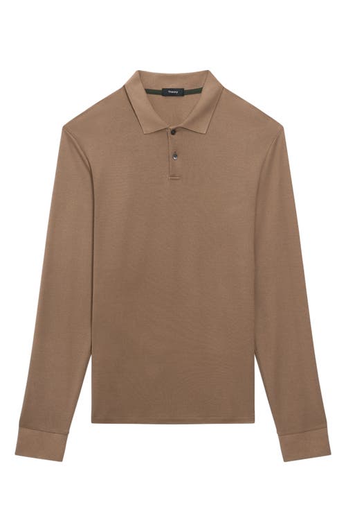 Theory Goris Anemone Milano Long Sleeve Polo In Dark Taupe
