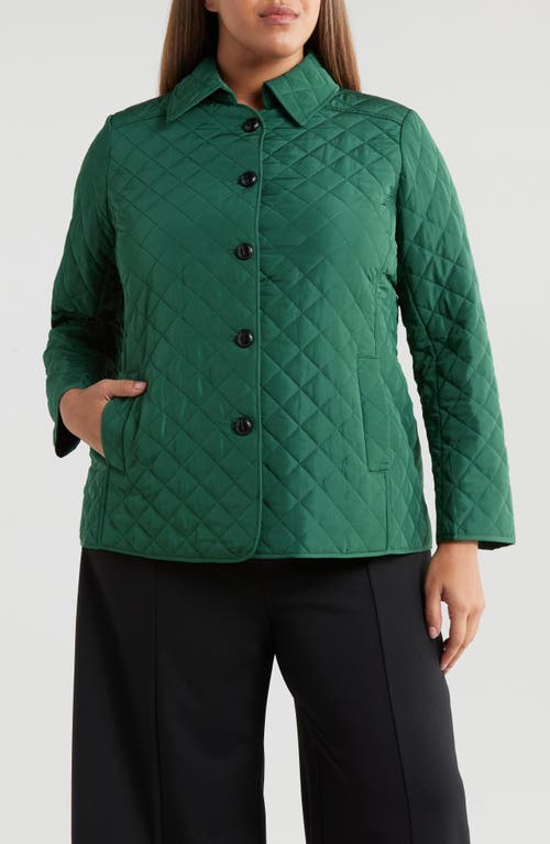 Shop Jones New York Quilted Coat In Forest Green