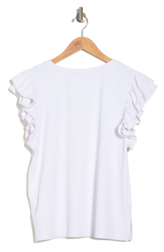 Shop Adrianna Papell Flutter Sleeve Knit Top In White