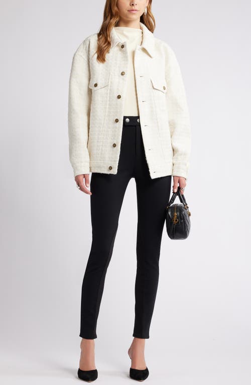 Open Edit Oversize Tweed Trucker Jacket In Ivory Dove
