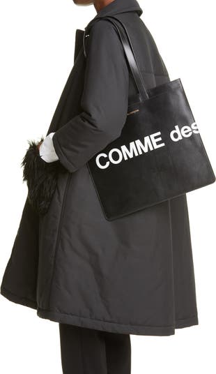 Comme Des Garçons Leather Logo Tote Bag