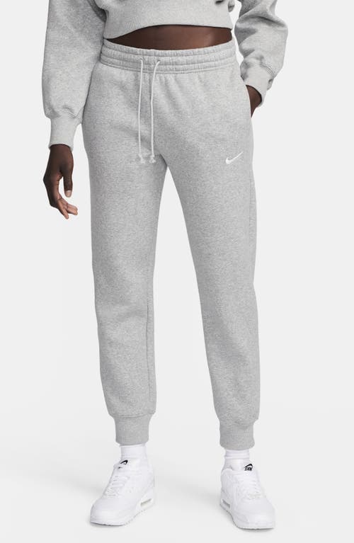 Nike Sportswear Phoenix Fleece Mid Rise Joggers In Dark Grey Heather/sail