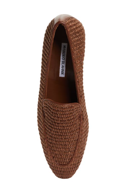 Shop Manolo Blahnik Pitakara Raffia Loafer In Brown