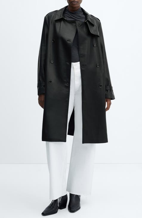 Polanapu Faux Leather Trench Coat