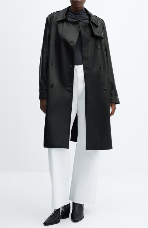 Polanapu Faux Leather Trench Coat in Black
