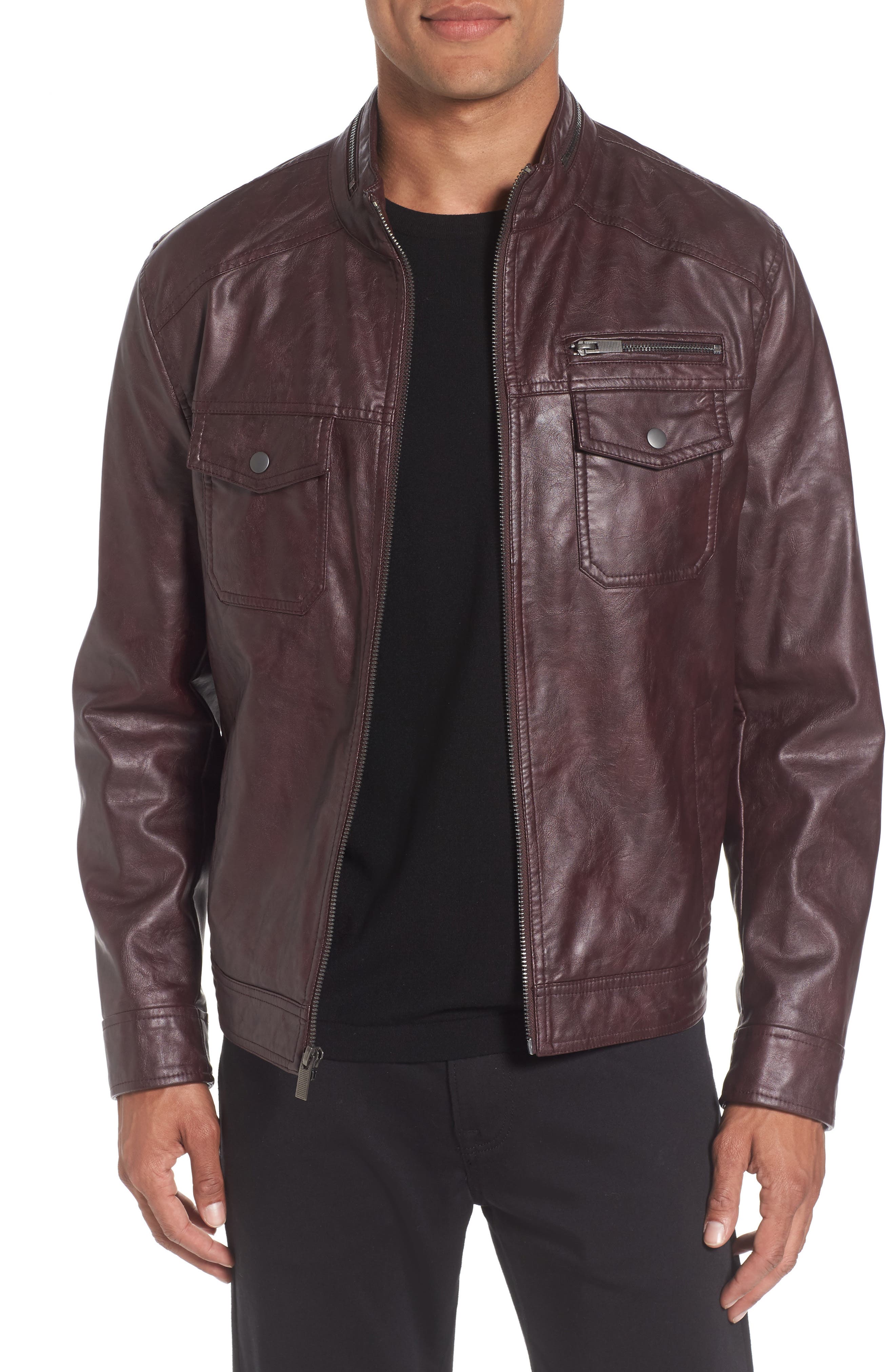 kenneth cole reaction faux leather jacket womens