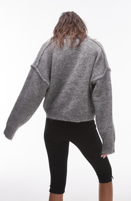 Shop Topshop High V-neck Sweater In Grey