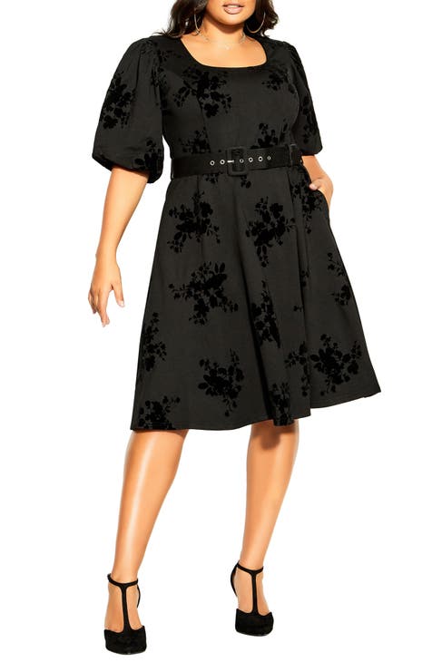 Plus Size Black Velvet Dress