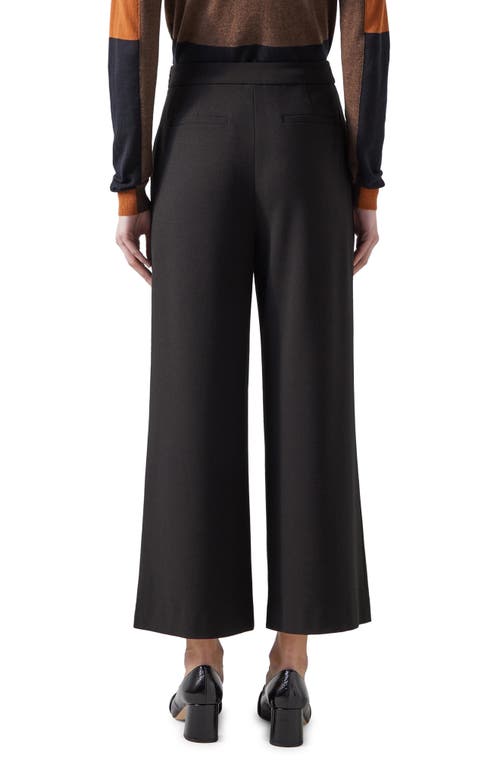 Shop Lk Bennett Eva Pleated Crop Wide Leg Pants In Black