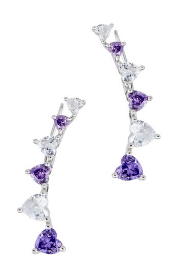 Shop Savvy Cie Jewels Heart Ear Crawlers In Purple/silver
