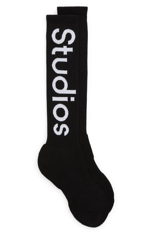 Acne Studios Logo Rib Socks in Black