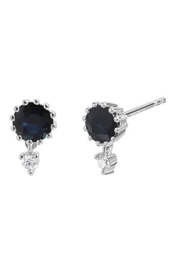 Bony Levy El Mar Diamond & Sapphire Stud Earrings In 18k White Gold