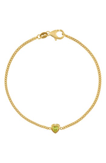 Shop Fzn Heart Charm Bracelet In Peridot