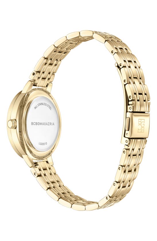 Shop Bcbg Max Azria Crystal Embellished 3-hand Quartz Bracelet Watch, 32mm In Gold