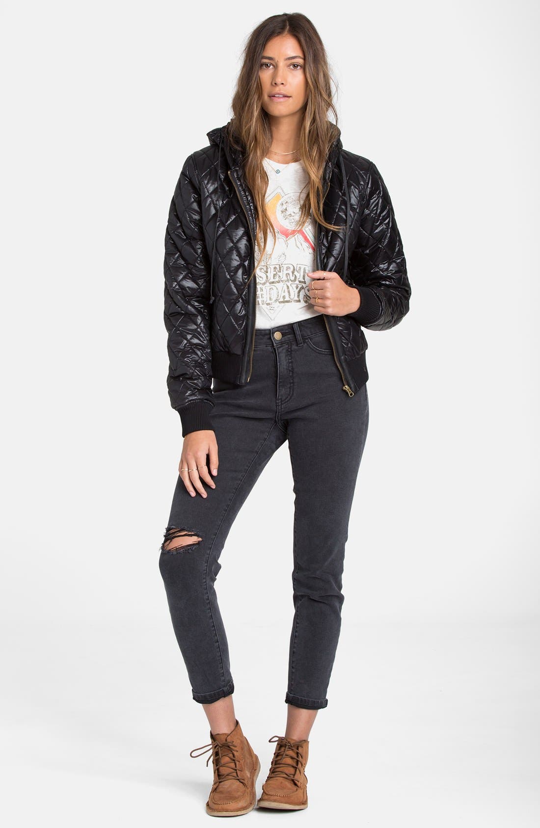 Billabong 'Set Free' Hooded Quilted Bomber Jacket Nordstrom