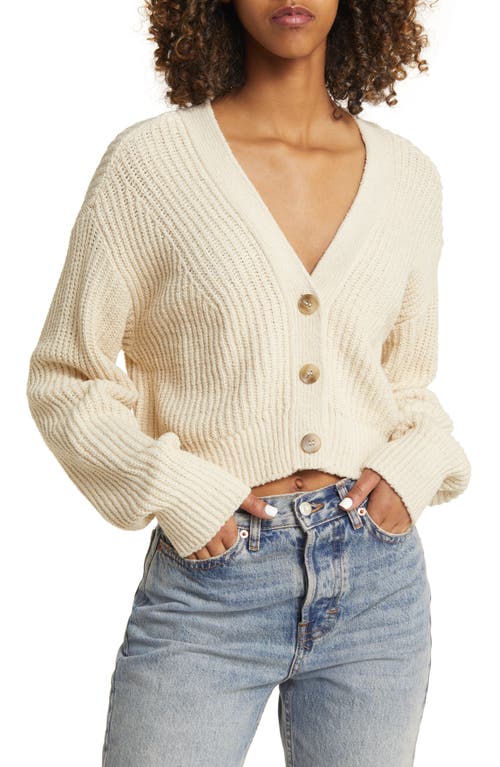 BP. Rib Crop Cotton Blend Cardigan at Nordstrom,