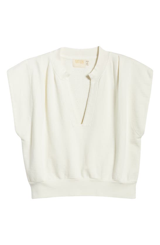 Shop Nation Ltd Lenon Split Neck Pima Cotton Sweatshirt In Porcelain