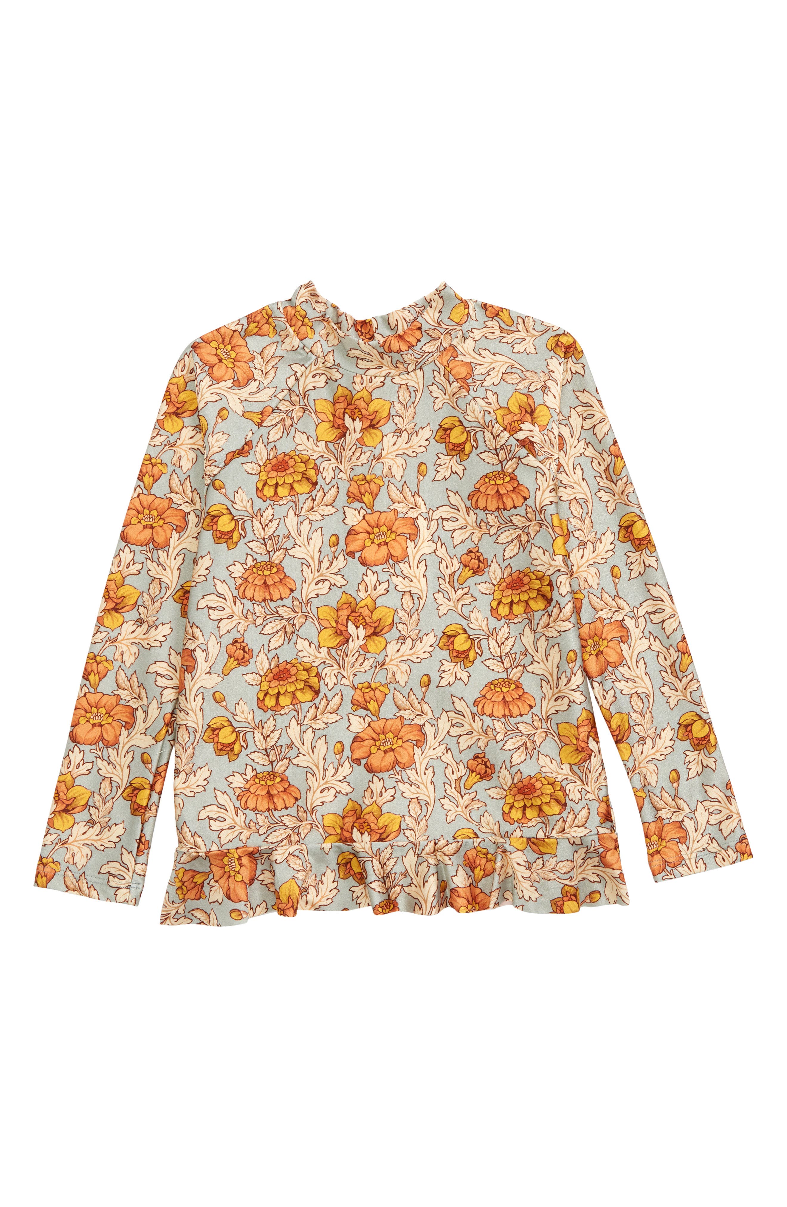 Zimmermann Kids' Andie Floral Long Sleeve Rashguard Top in Dusty Blue Floral at Nordstrom, Size 1Y Us