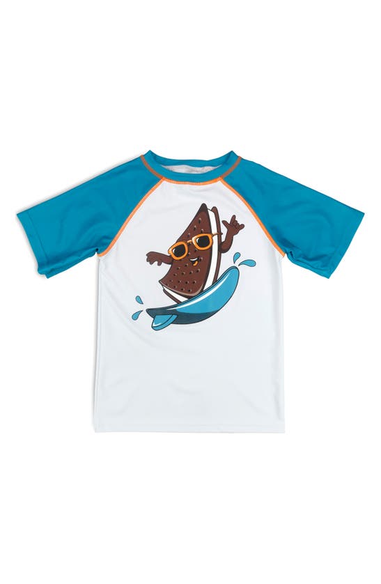 Appaman Kids' Ice Cream Sandwich Short Sleeve Rashguard In Teal