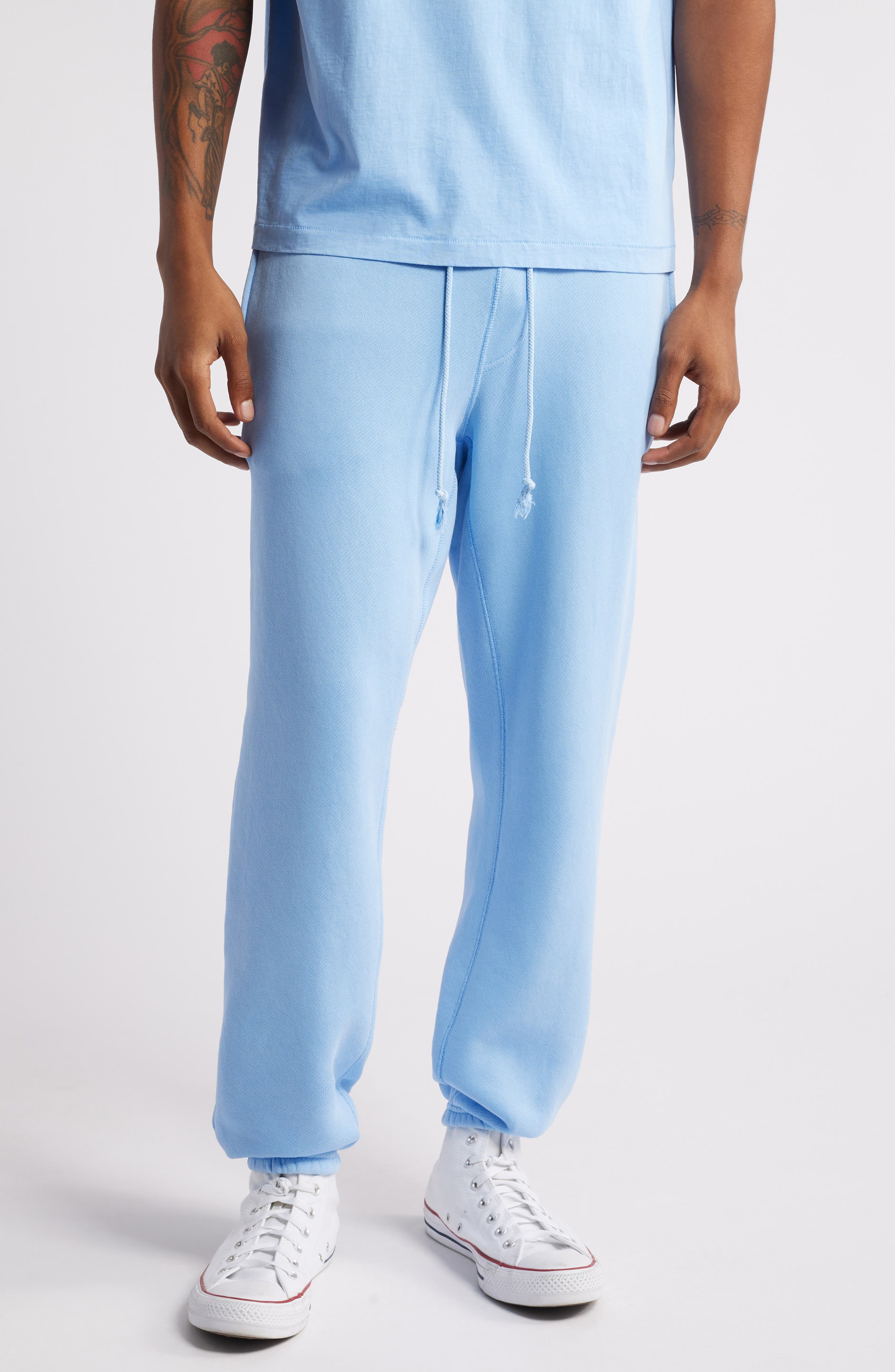 Elwood Core Organic Cotton Brushed Terry Sweatpants in Vintage Baby Blue 