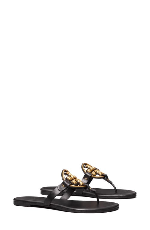 Tory Burch Metal Miller Soft Leather Sandal in Perfect Black at Nordstrom, Size 7