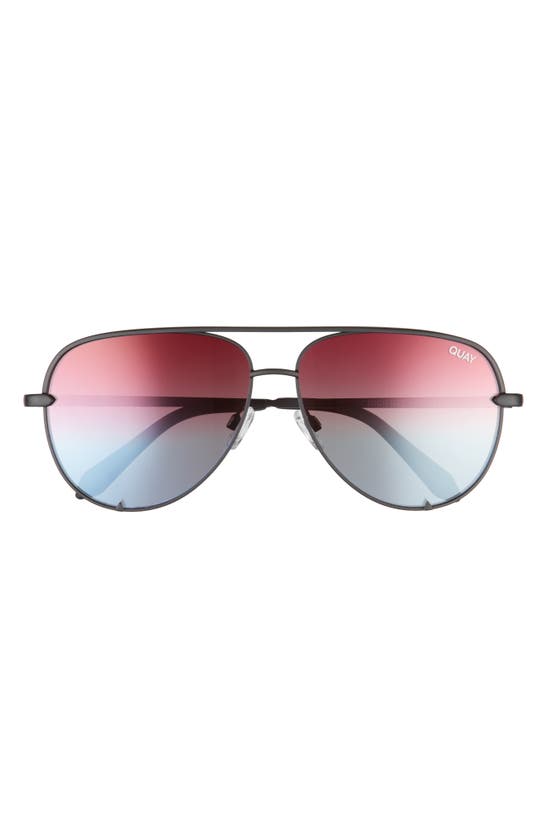 Quay High Key 55mm Aviator Glasses In Matte Black Purple Blue