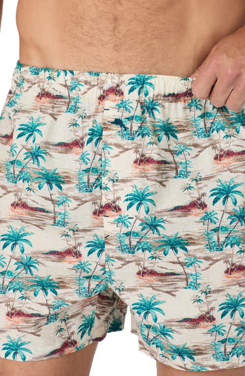 Shop Tommy Bahama Cotton Woven Pajama Boxers In Oatm/prt