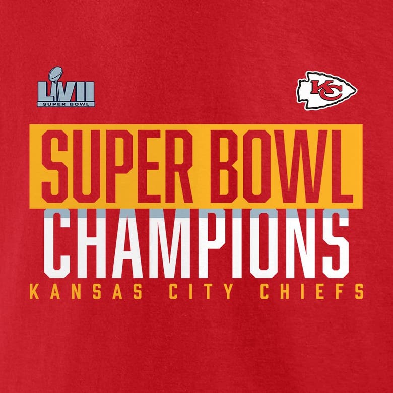 FANATICS FANATICS BRANDED RED KANSAS CITY CHIEFS SUPER BOWL LVII CHAMPIONS BIG & TALL FOAM FINGER LONG SLEEVE