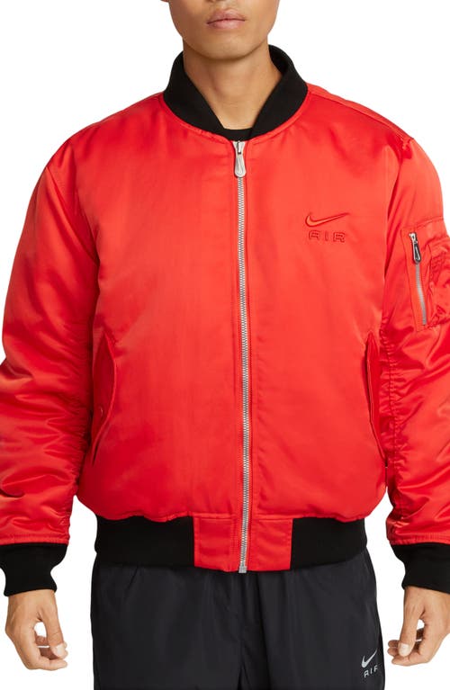 Nike Air Water Repellent Satin Bomber Jacket in Picante Red/Picante Red