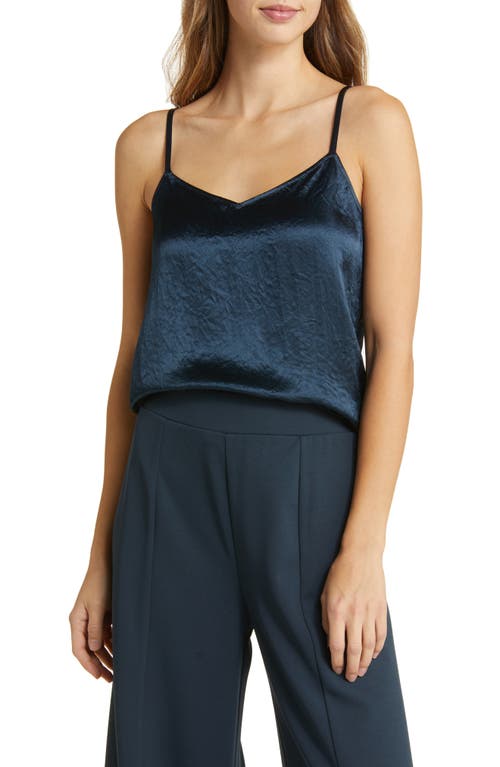 Nordstrom Hammered Satin Camisole in Navy Blueberry at Nordstrom, Size Xx-Small