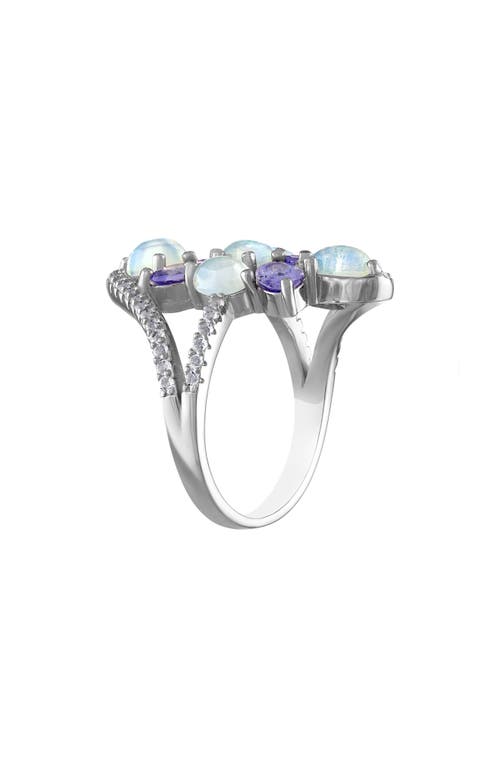 Fzn Sterling Silver Tanzanite, Opal & Lab Created White Sapphire Ring In White/blue