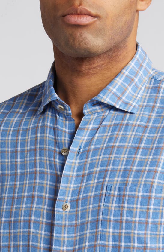 Shop Johnnie-o Omar Check Linen Button-up Shirt In Wake