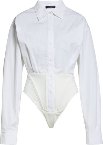 MUGLER Sheer Sleeve Bodysuit | Nordstrom