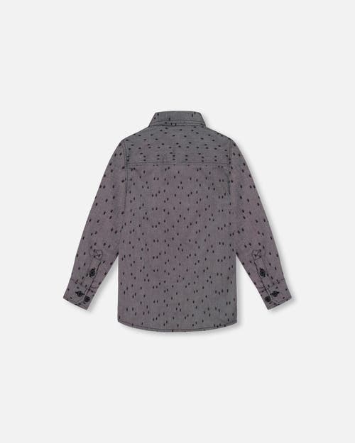 Deux Par Deux Baby Boy's Printed Pine Chambray Shirt With Bow Tie Gray In Anthracite