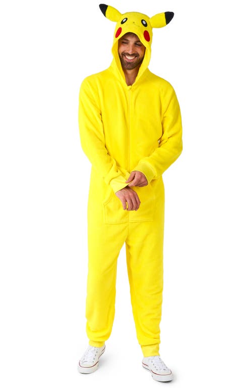 OppoSuits Pokémon™ Pikachu Hooded Long Sleeve Fleece Jumpsuit in Yellow 