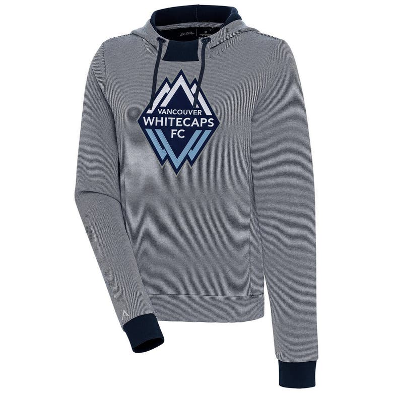 Shop Antigua Navy/white Vancouver Whitecaps Fc Axe Bunker Tri-blend Pullover Hoodie