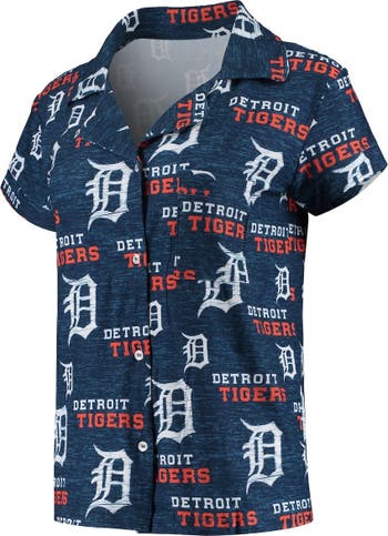 CONCEPTS SPORT Women's Concepts Sport Navy Detroit Tigers Zest Allover  Print Button-Up Shirt & Shorts Sleep Set
