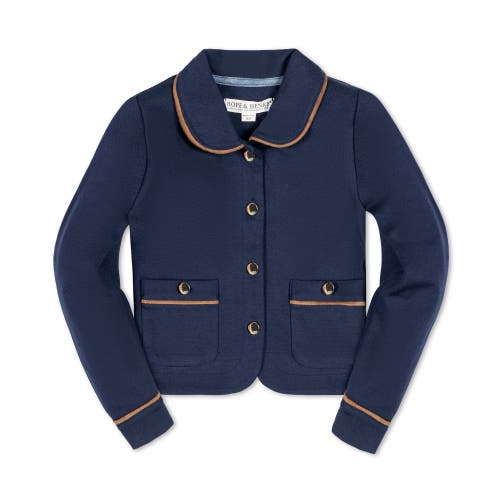Hope & Henry Baby Girls' Ponte Collared Jacket, Infant In Navy Quilted
