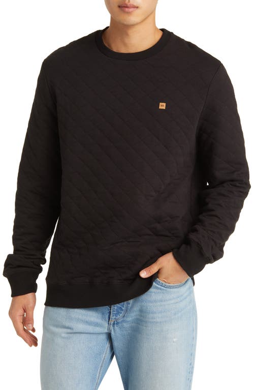 Quilt Double Knit Crewneck Sweatshirt in Meteorite Black