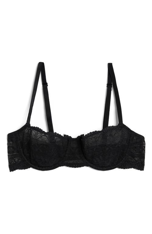 Shop Etam Idole Lace Underwire Balconette Bra In Black