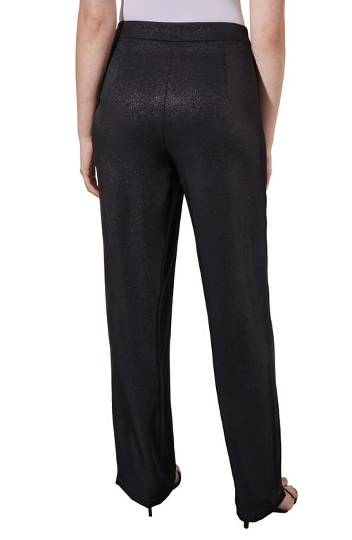 Shop Ming Wang Metallic Shimmer Straight Leg Pants In Black/silver